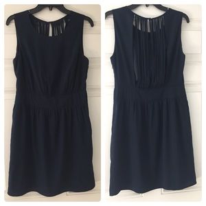 French Connection Navy blue dress open back detail